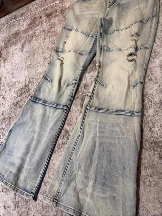 Fashion Nova Denim - Fashion Nova Light Blue Distressed Flare Jeans